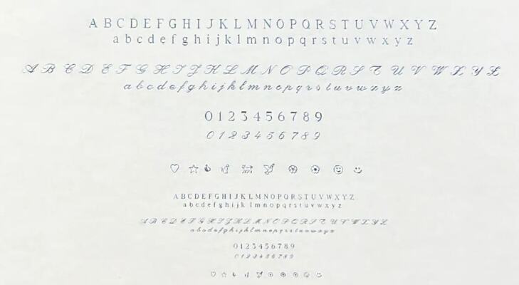 Andfuse湘南彫金工房のグラボグラフで刻印できる文字・絵